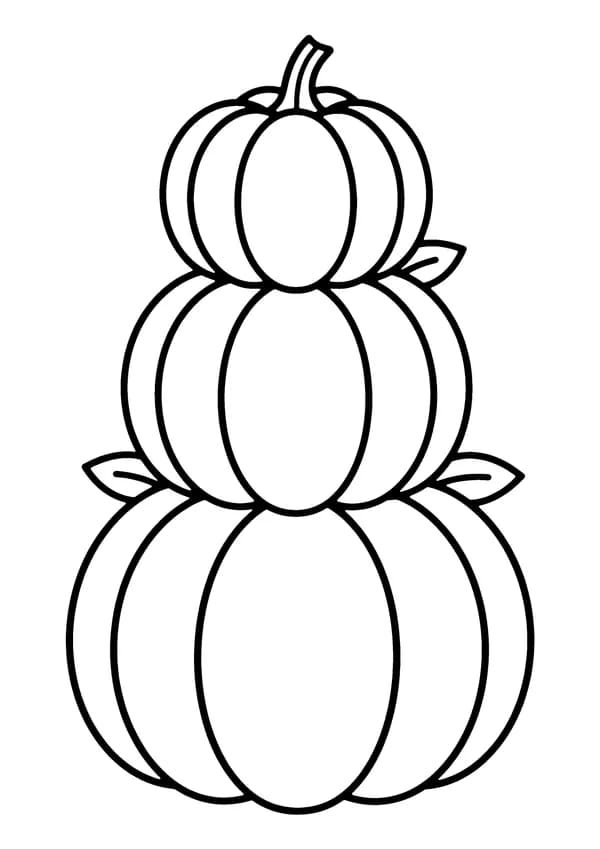 Printable hand-drawn Stacked Pumpkins coloring page