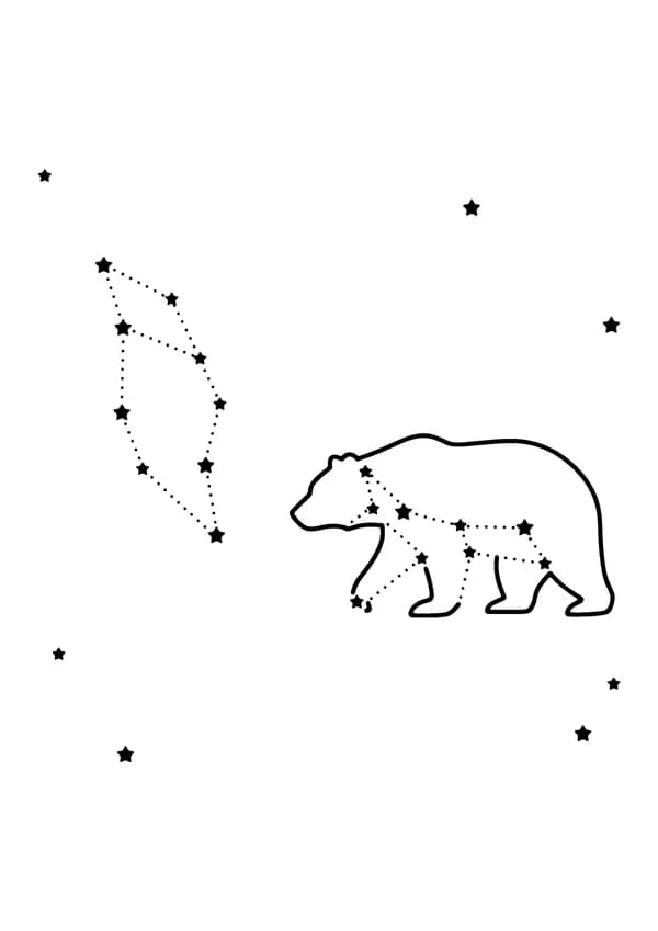 Printable hand-drawn Star Constellation Map coloring page