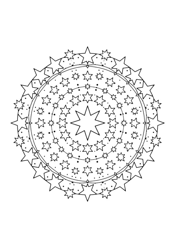 Printable hand-drawn Star Mandala coloring page