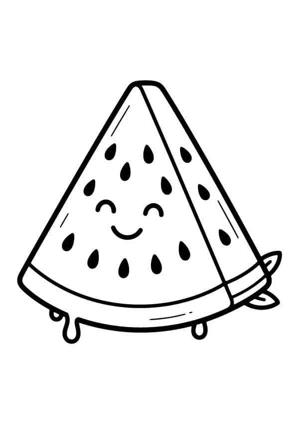 Printable hand-drawn Summer Watermelon Slice coloring page