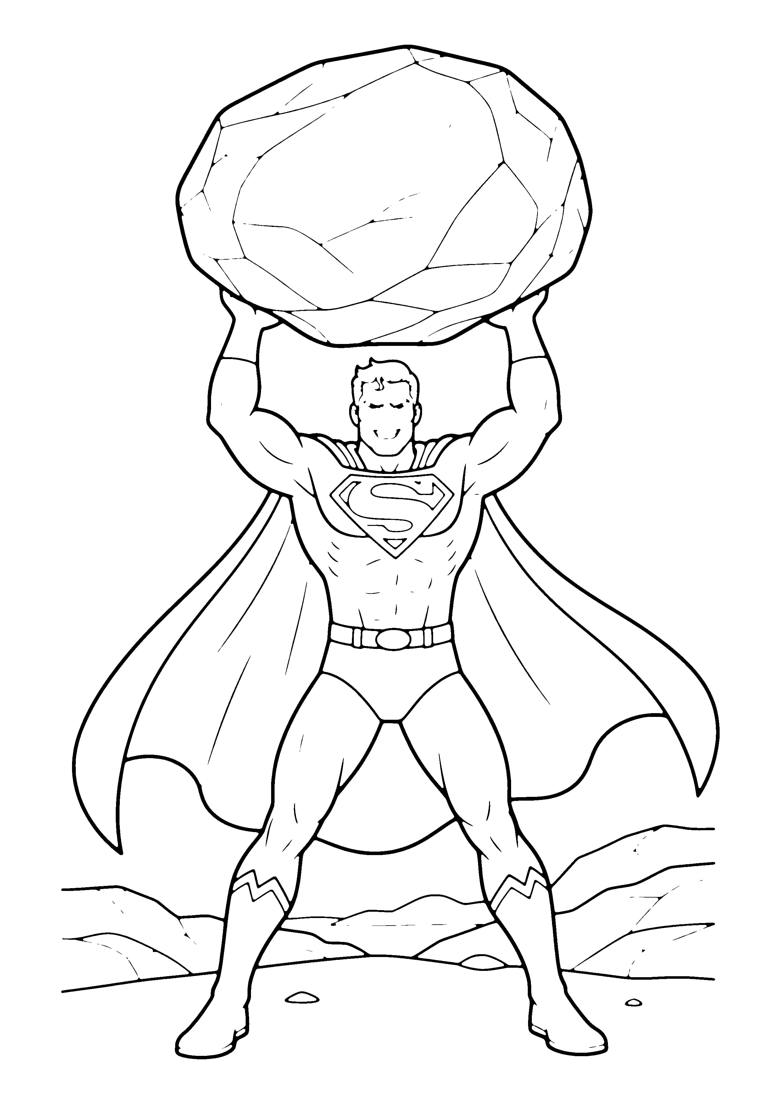 Printable hand-drawn Super-Strong Superhero Lifting coloring page
