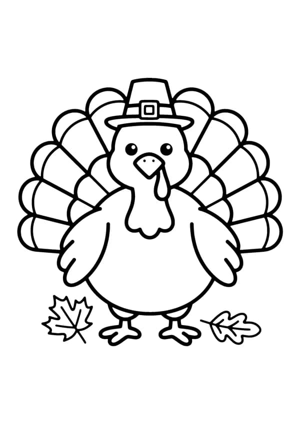Printable hand-drawn Thanksgiving Turkey coloring page