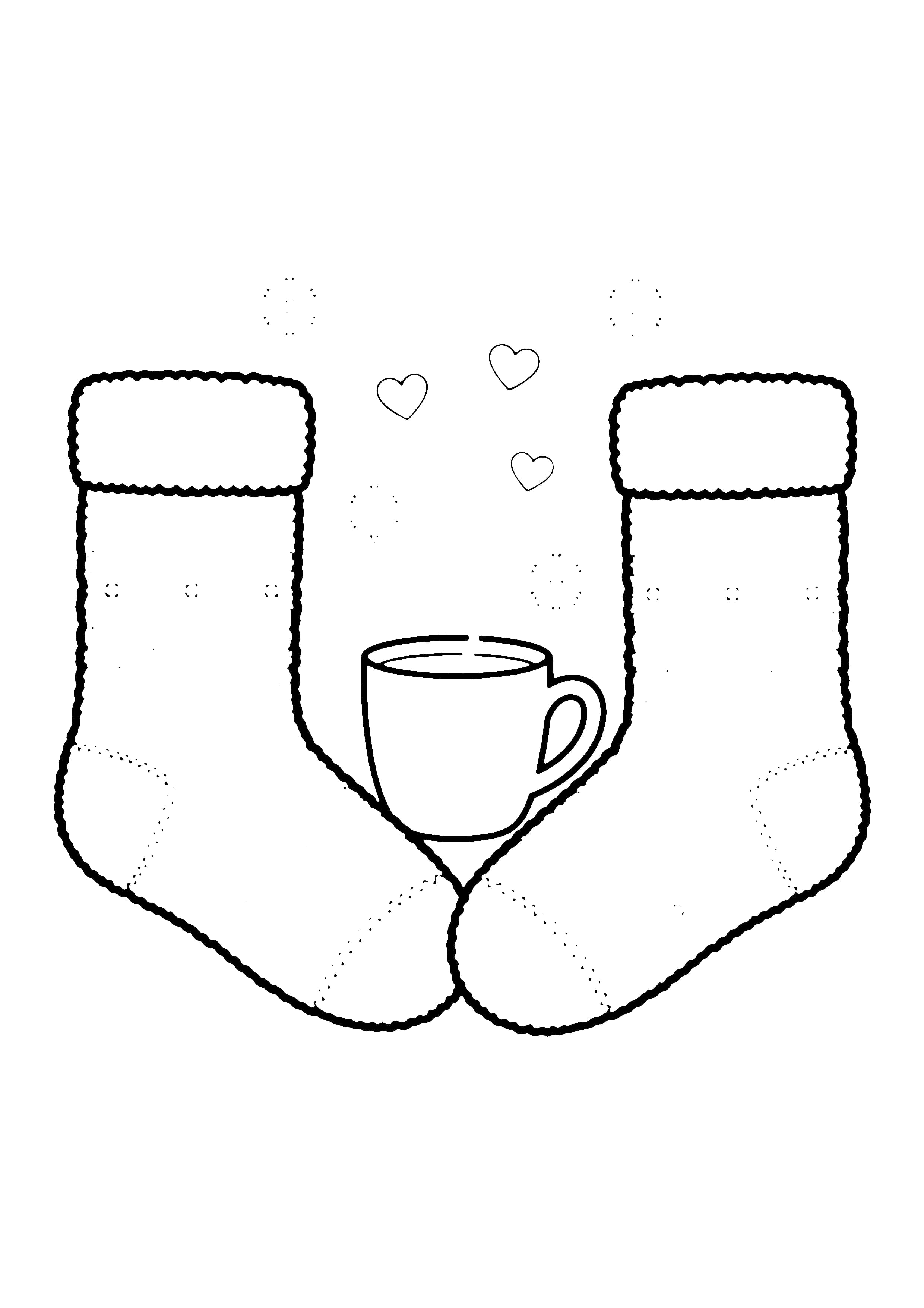 Printable hand-drawn Warm Socks by the Fire coloring page