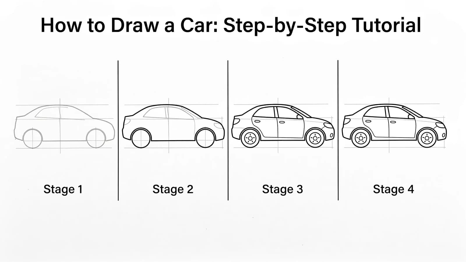 Step-by-step: how to draw a car in four stages