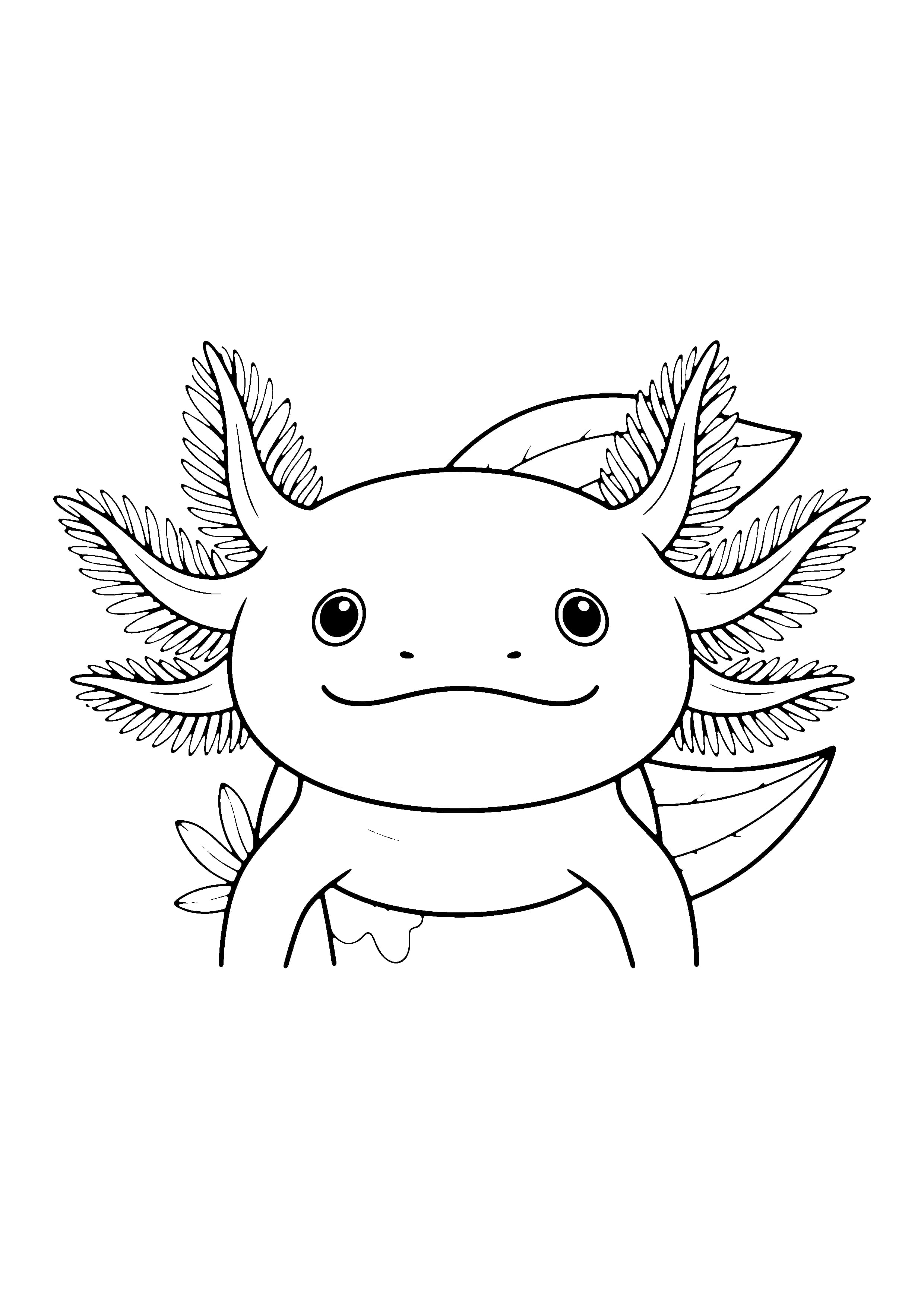 Printable hand-drawn Axolotl Close-Up Portrait coloring page