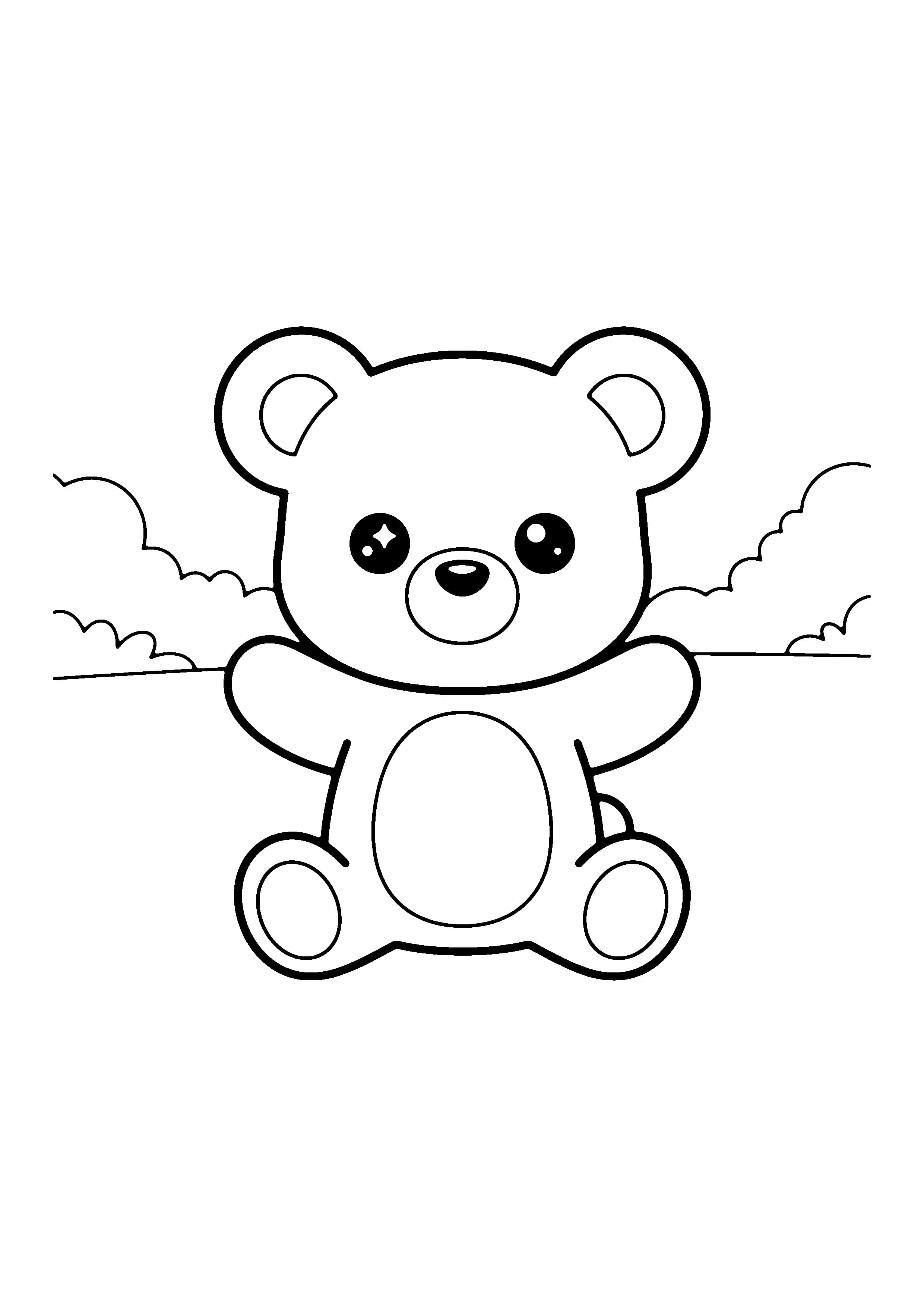 Printable hand-drawn Baby Bear Cub coloring page