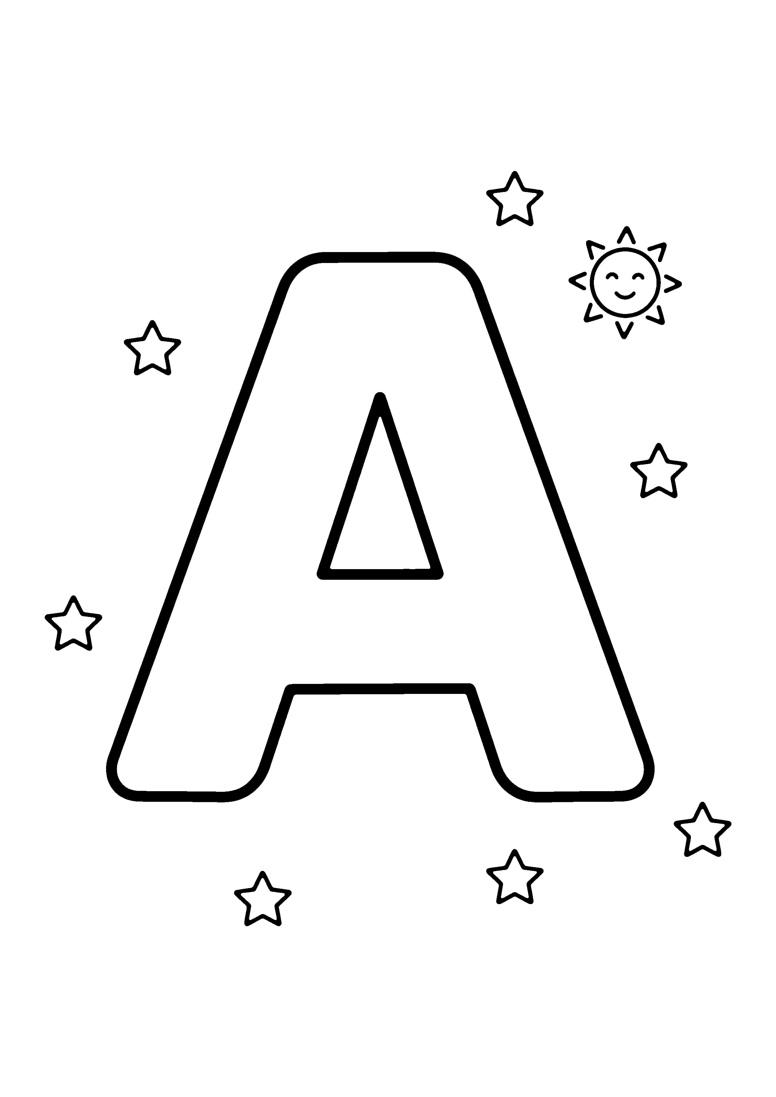 Printable hand-drawn Big Letter A coloring page