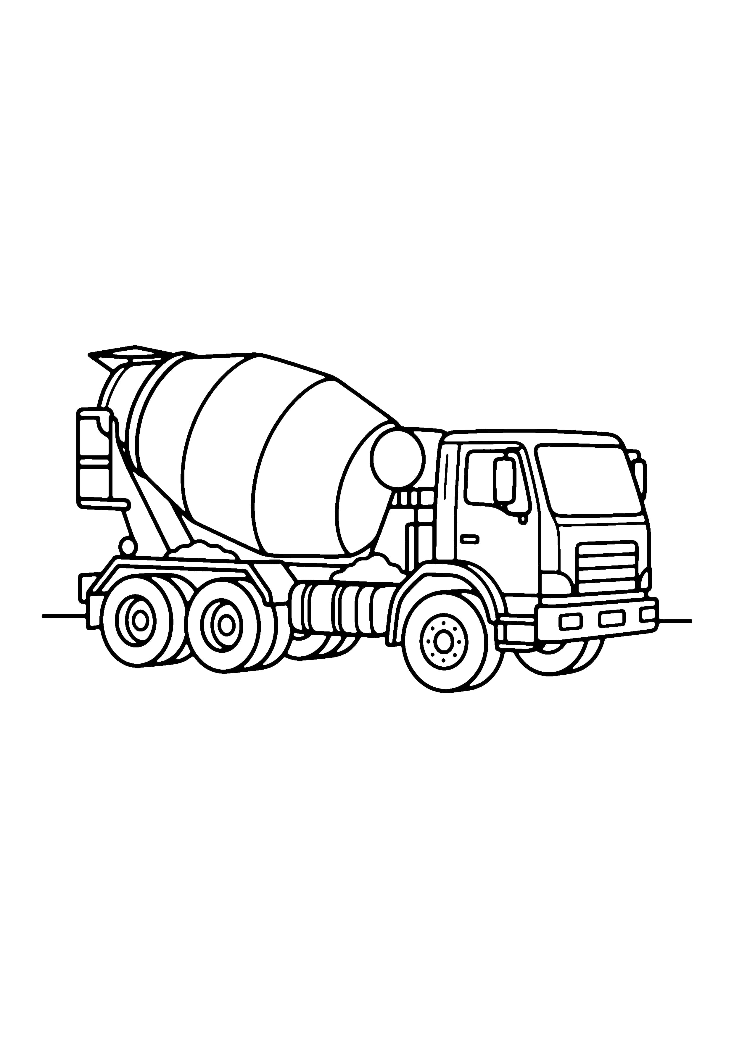 Printable hand-drawn Cement Mixer Truck coloring page