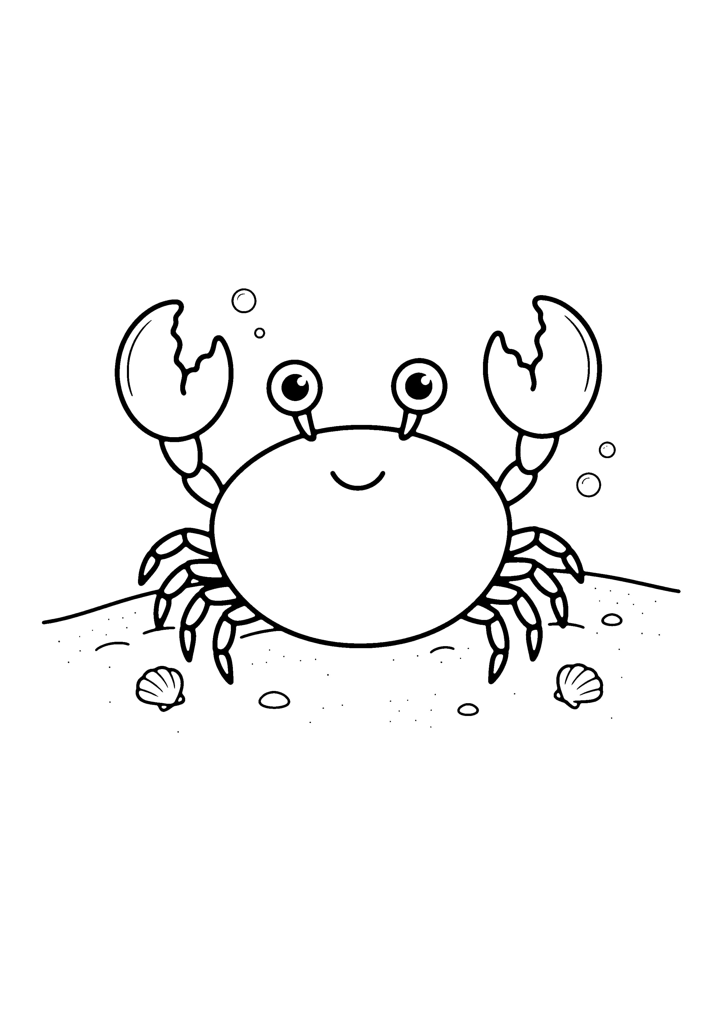 Printable hand-drawn Crab on the Sand coloring page