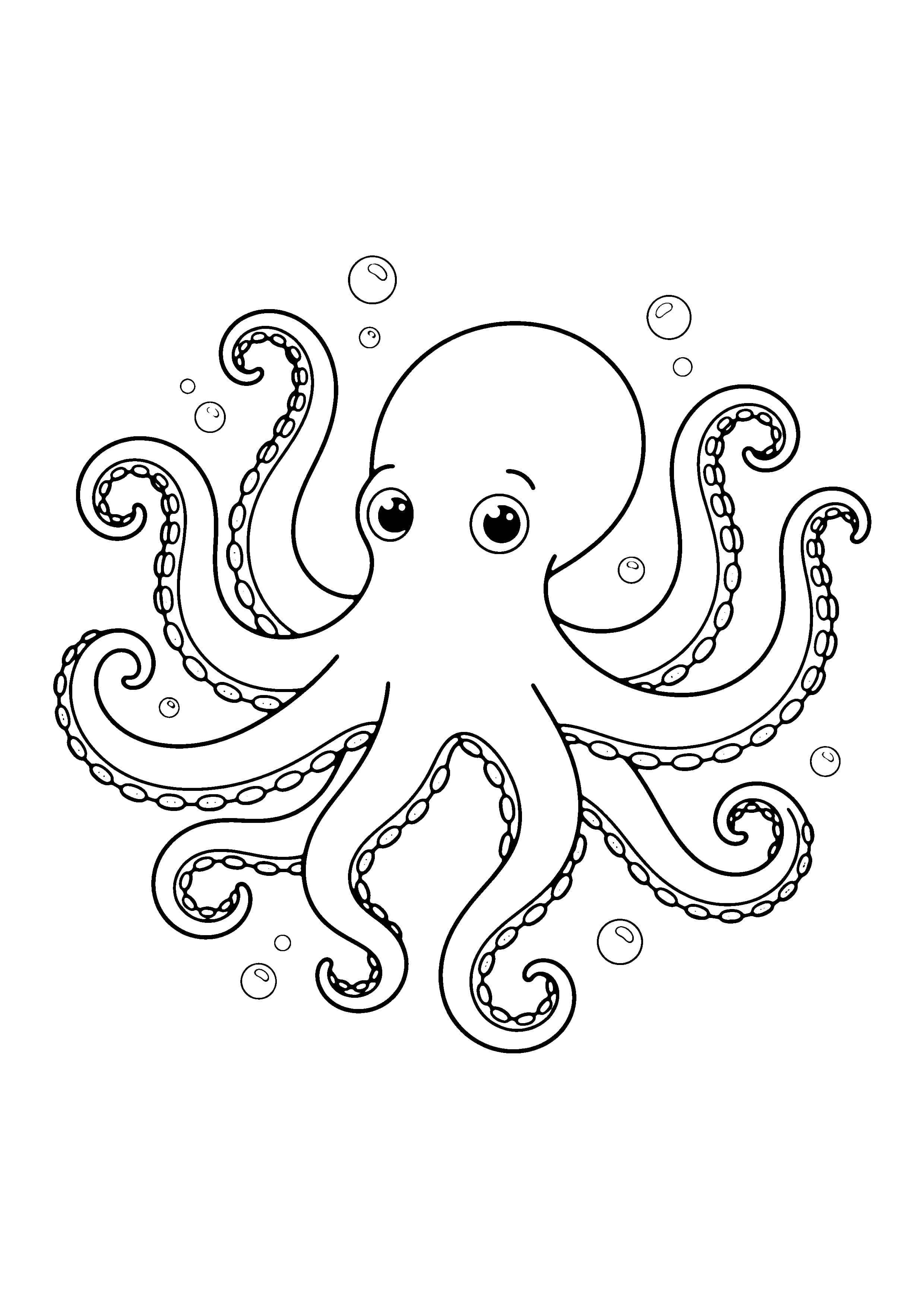 Printable hand-drawn Curious Octopus coloring page