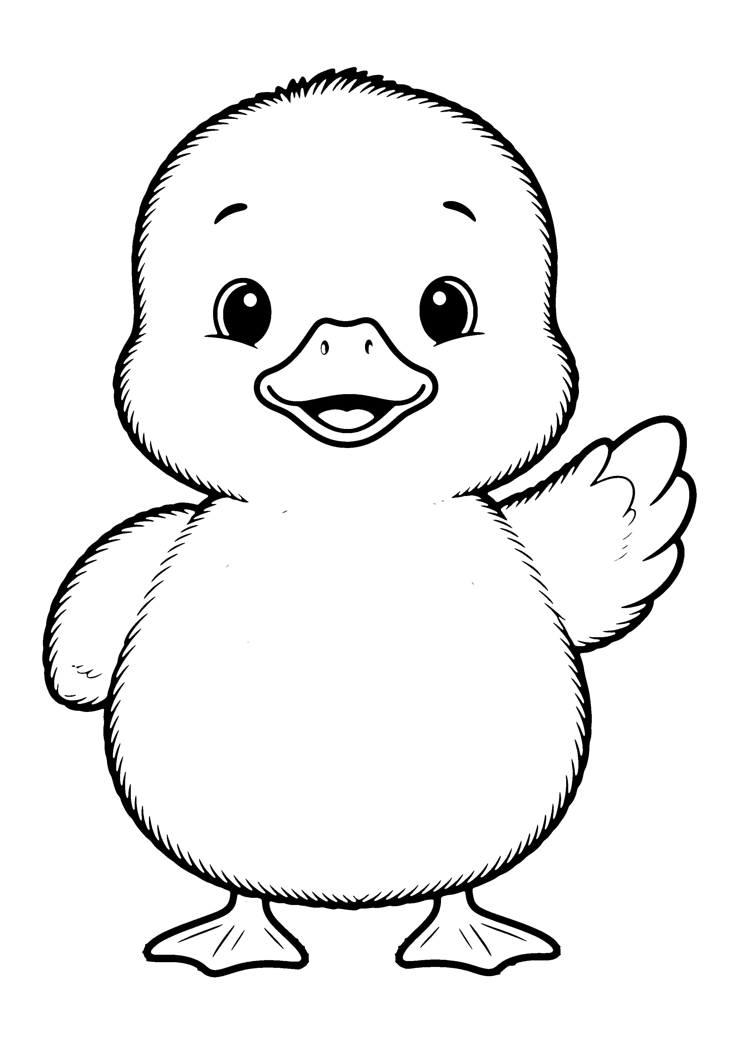 Printable hand-drawn Cute Baby Duckling coloring page