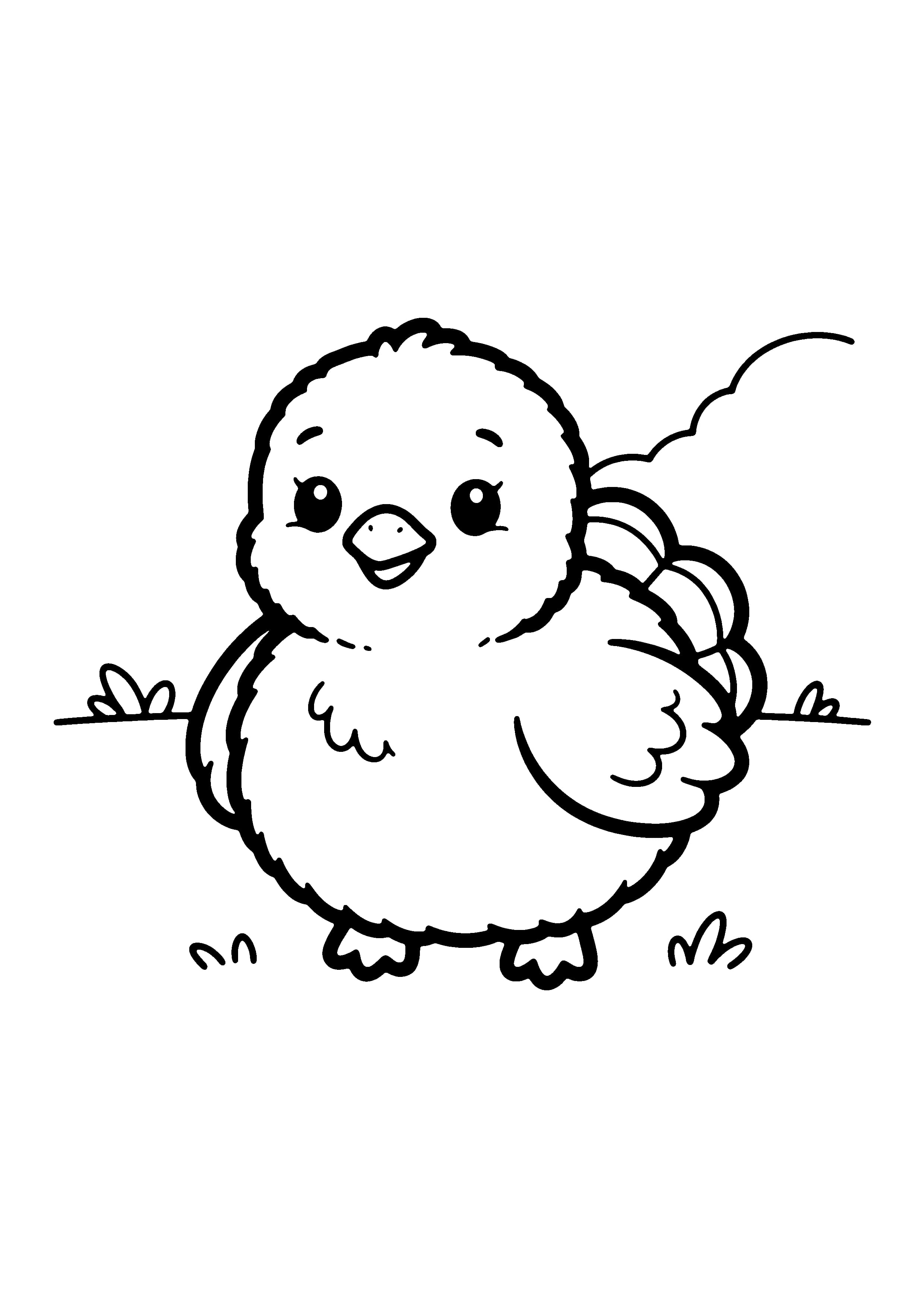 Printable hand-drawn Cute Baby Poult coloring page