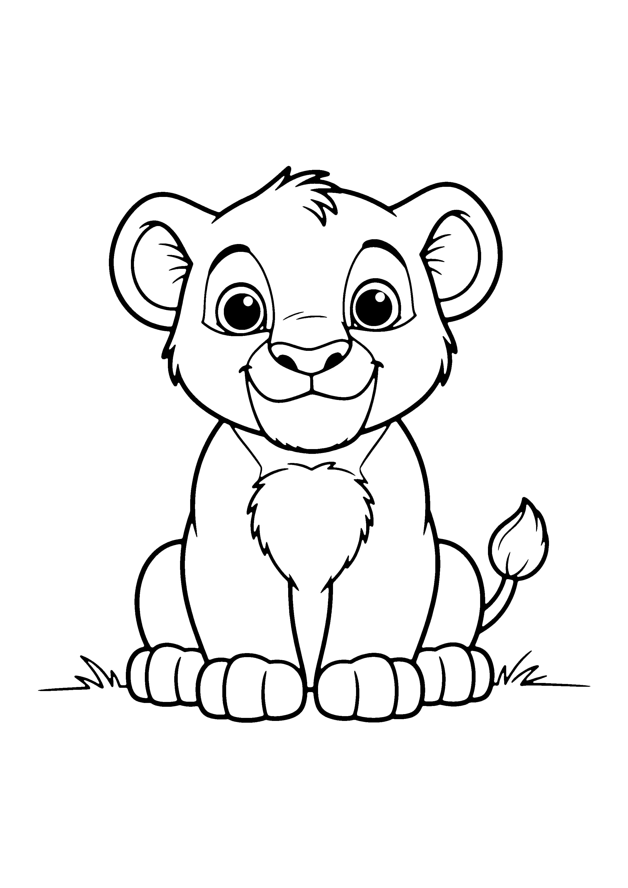 Printable hand-drawn Cute Lion Cub coloring page