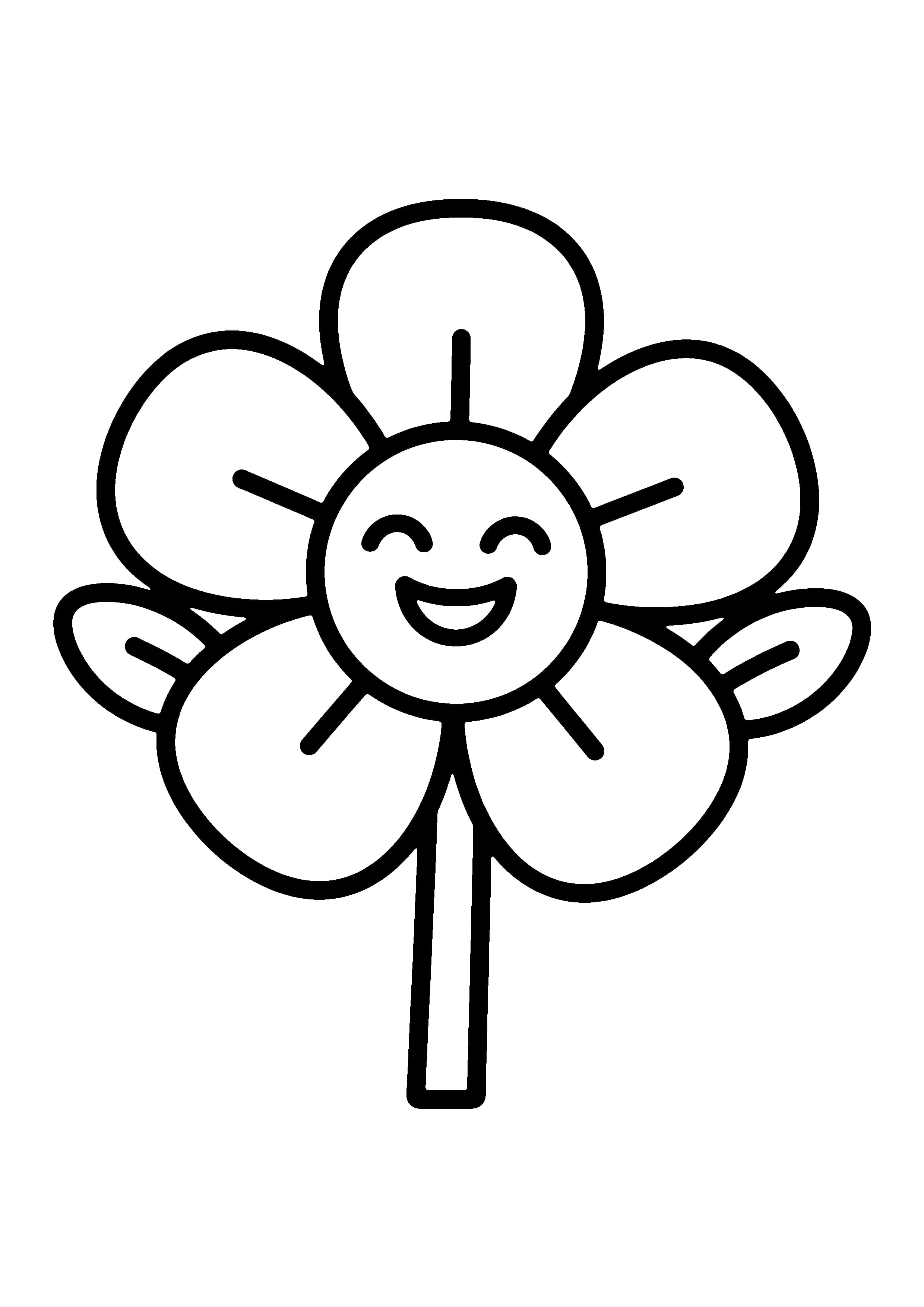 Printable hand-drawn Cute Smiling Flower coloring page