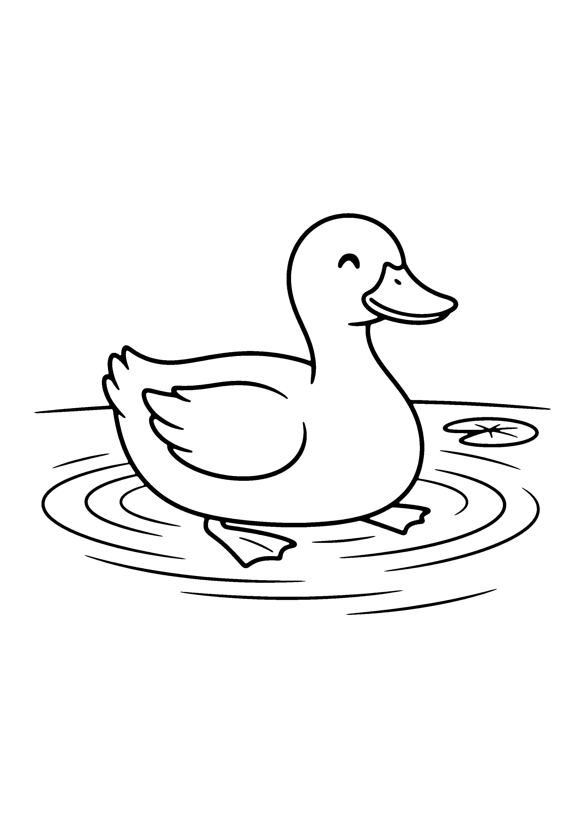 Printable hand-drawn Duck Swimming coloring page