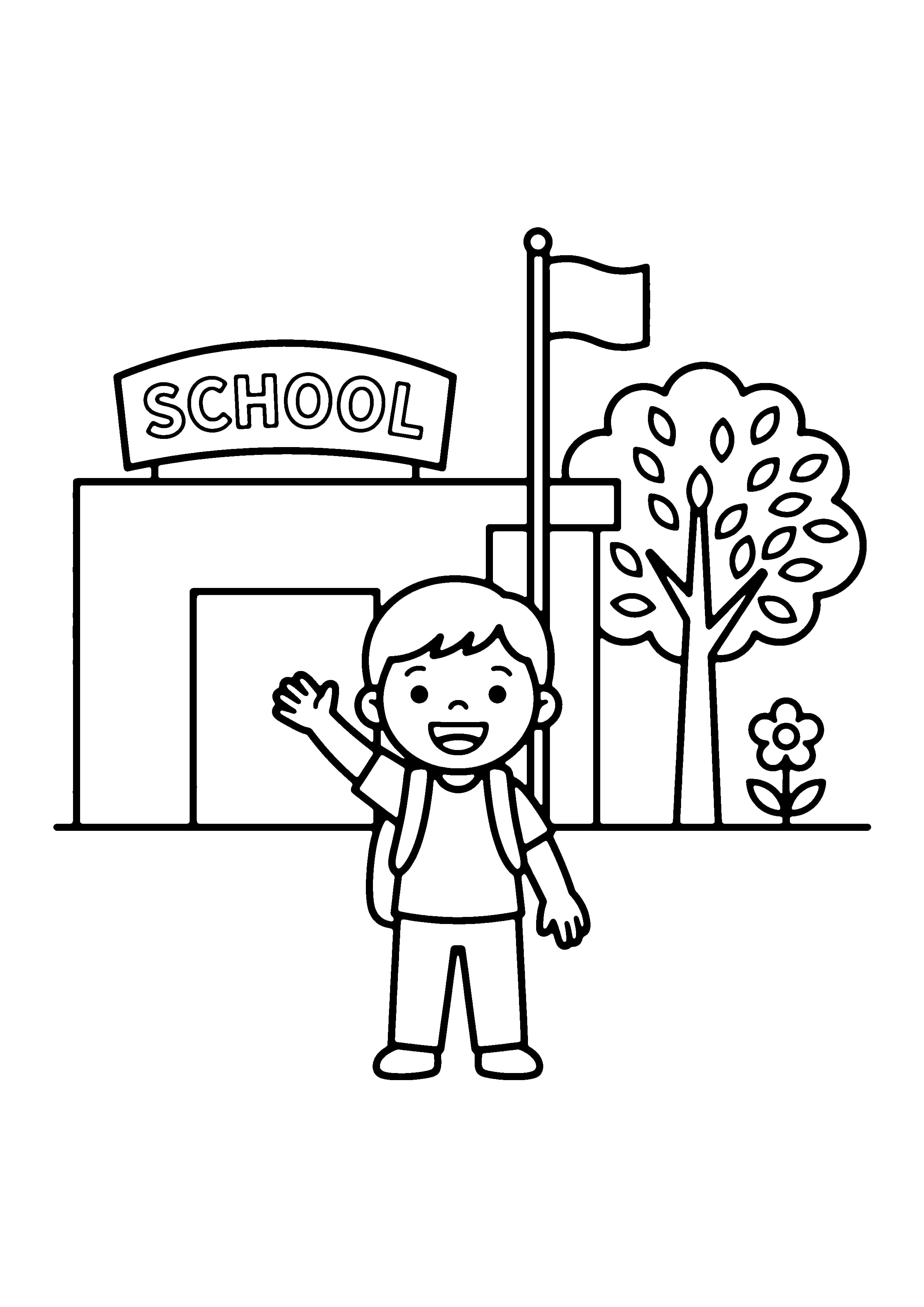 Printable hand-drawn First Day of Kindergarten coloring page
