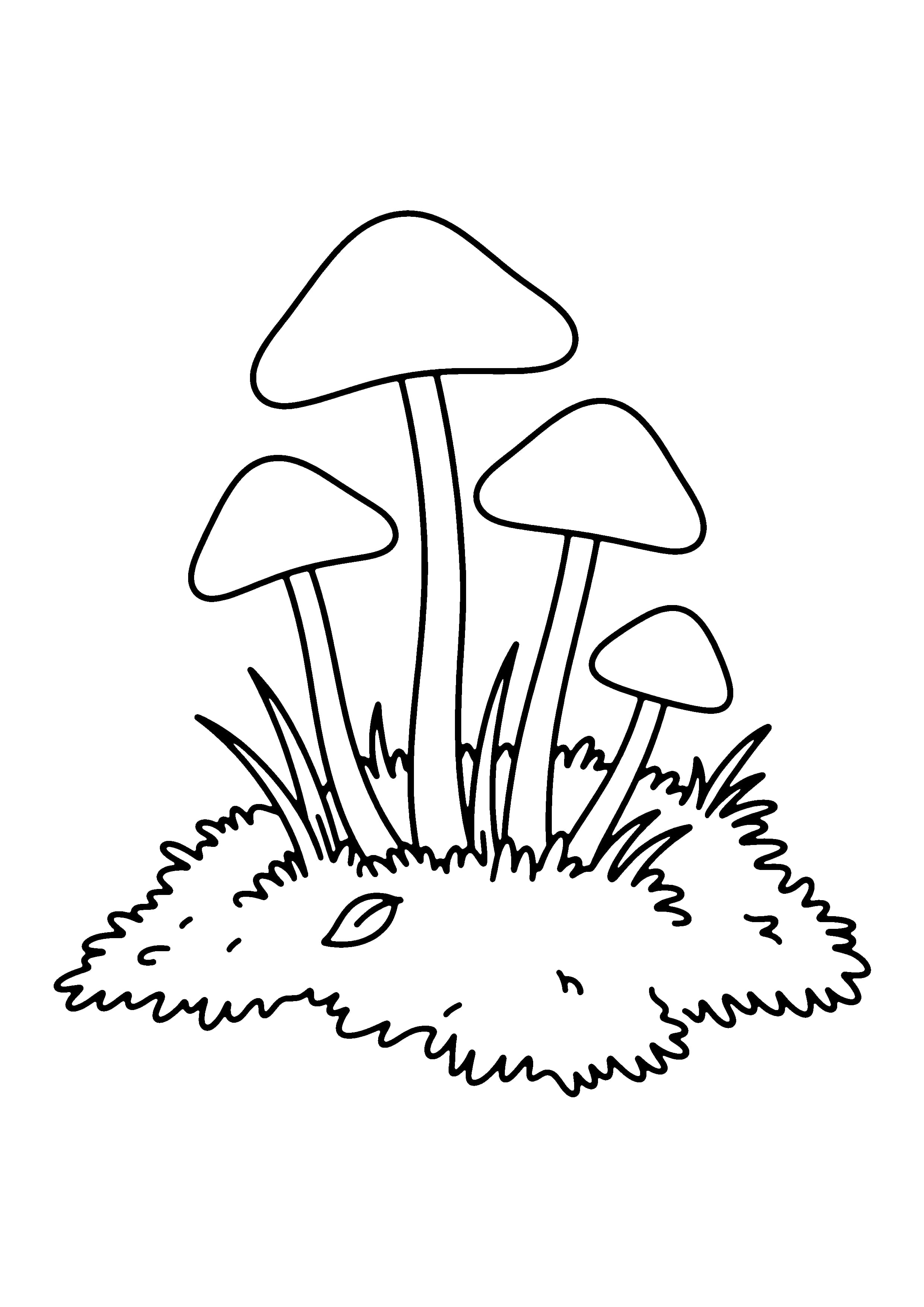 Printable hand-drawn Forest Mushroom Cluster coloring page