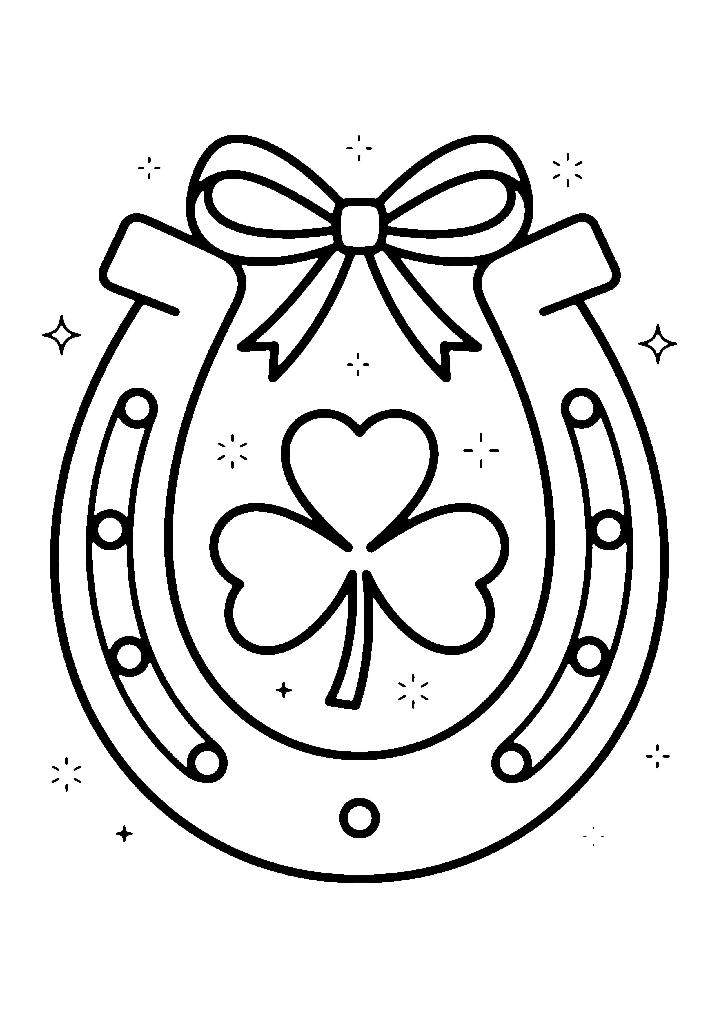 Printable hand-drawn Lucky Horseshoe coloring page
