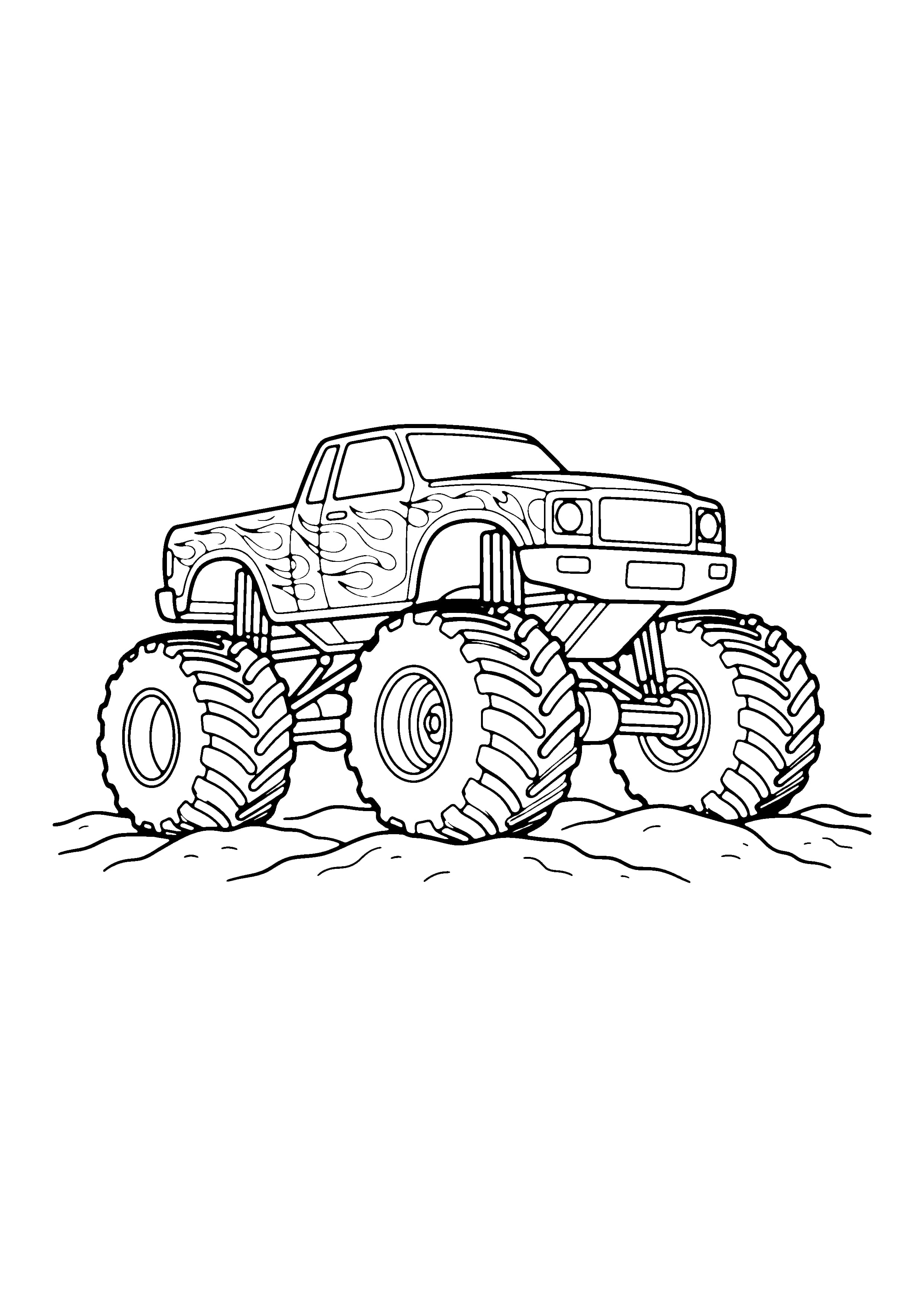 Printable hand-drawn Monster Truck coloring page