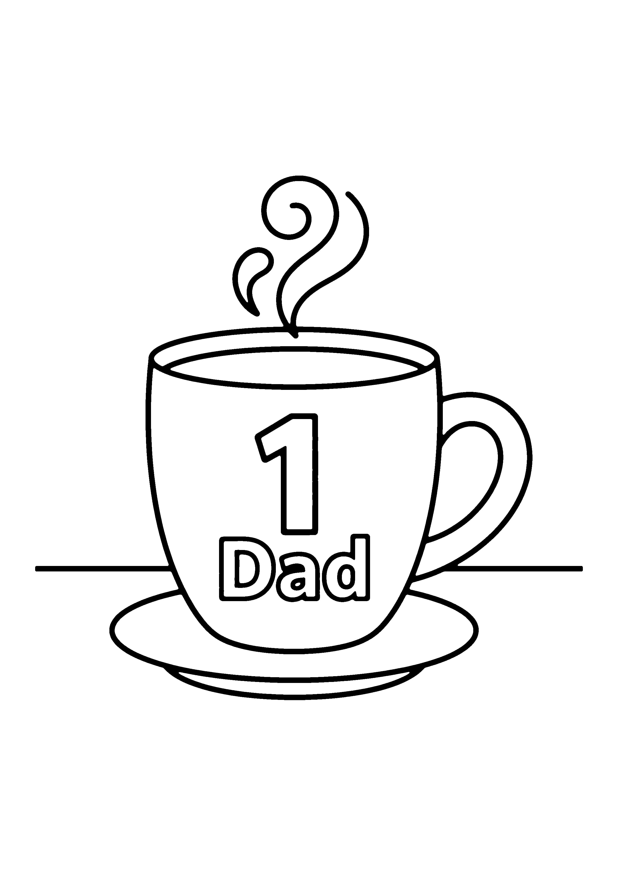 Printable hand-drawn Number One Dad Mug coloring page