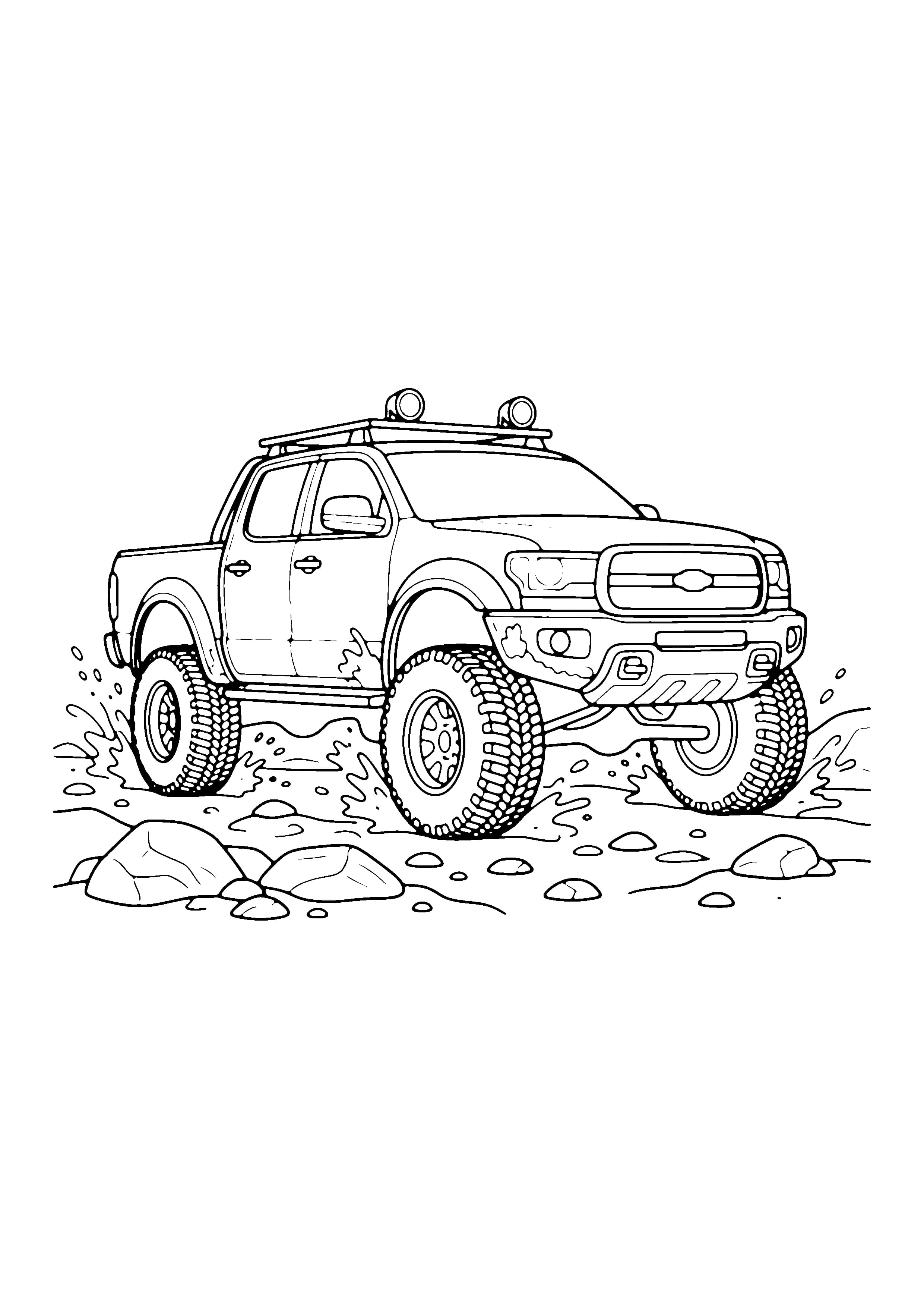 Printable hand-drawn Off-Road Truck coloring page