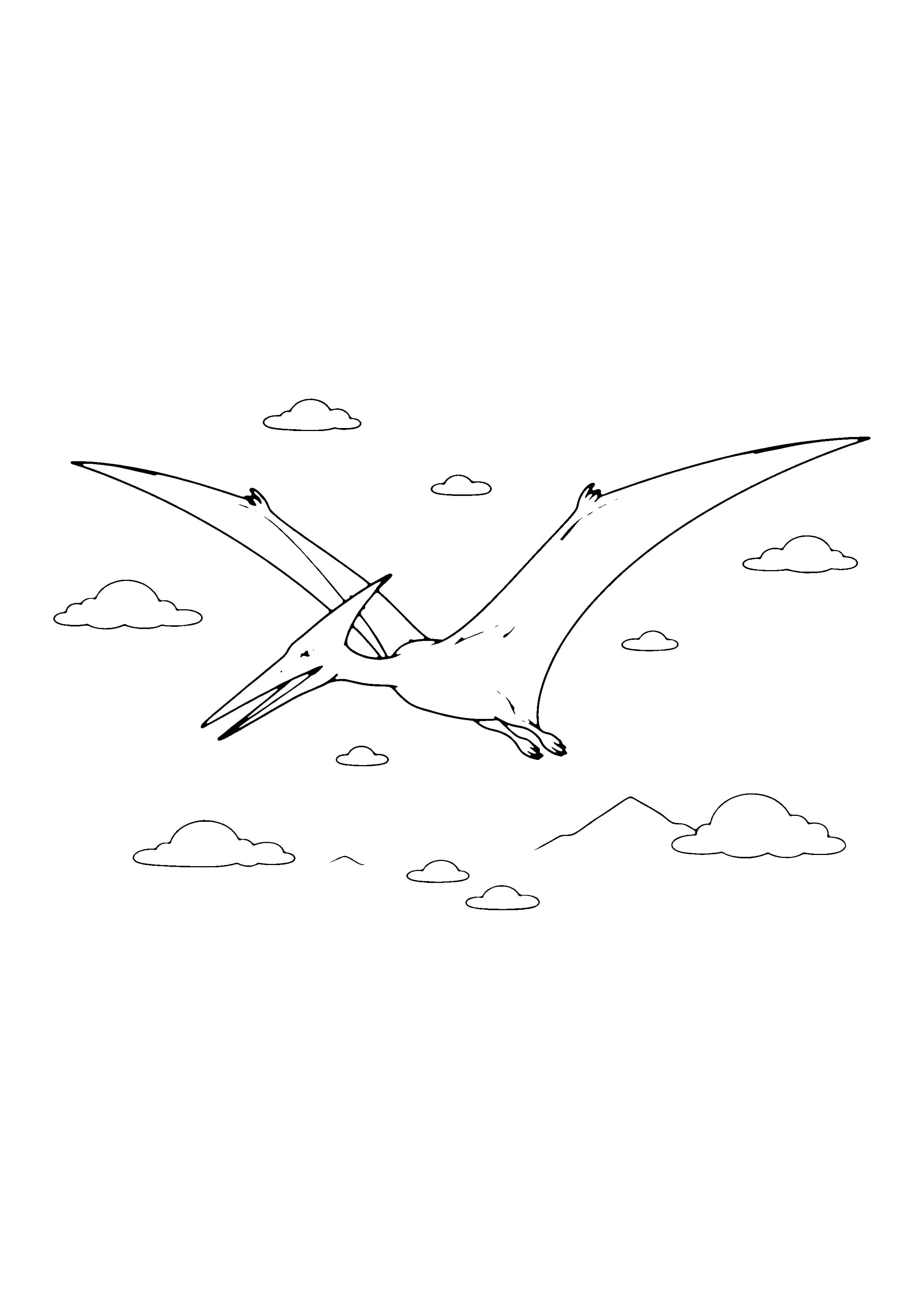 Printable hand-drawn Pteranodon Flying coloring page