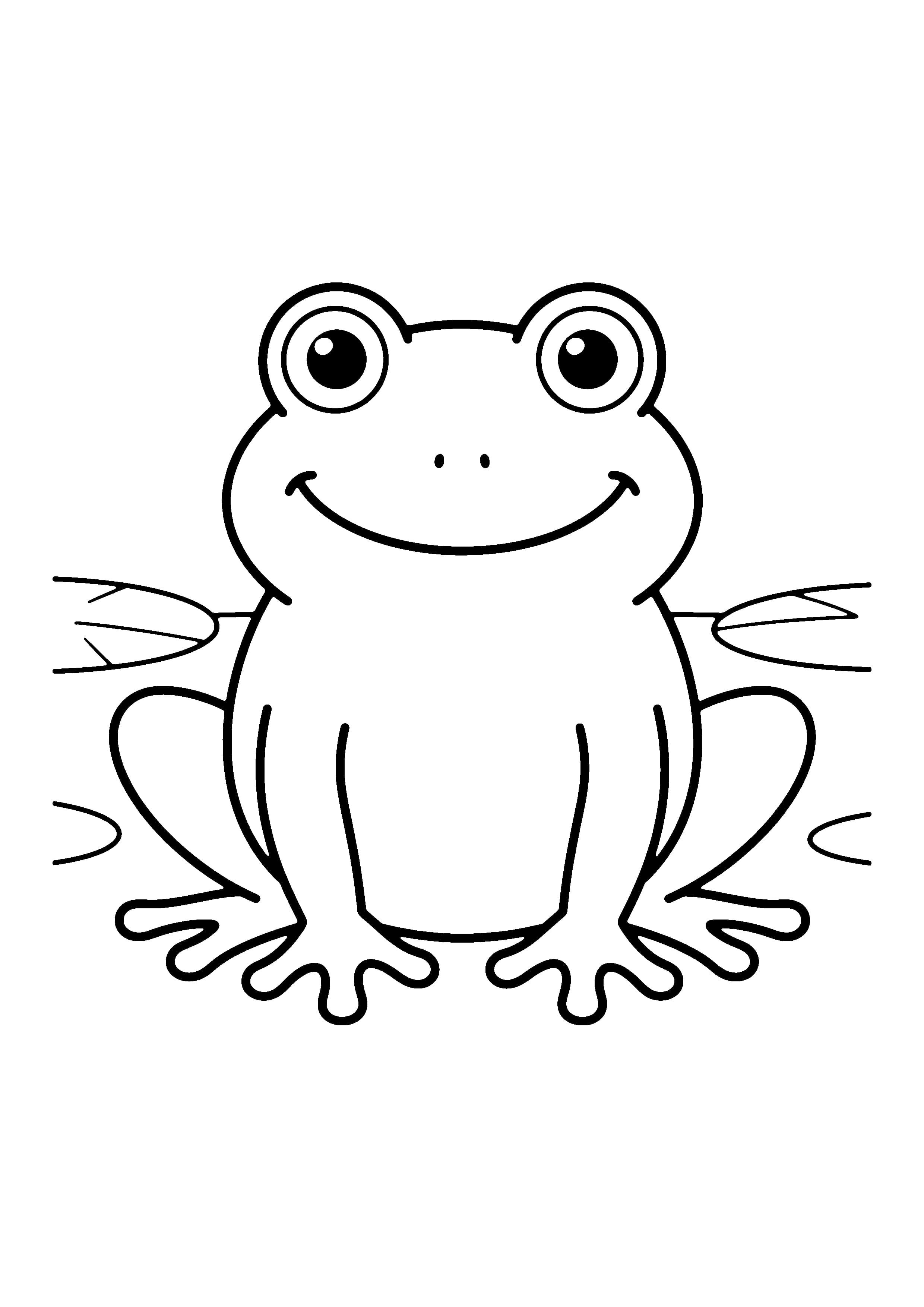 Printable hand-drawn Smiling Pond Frog coloring page