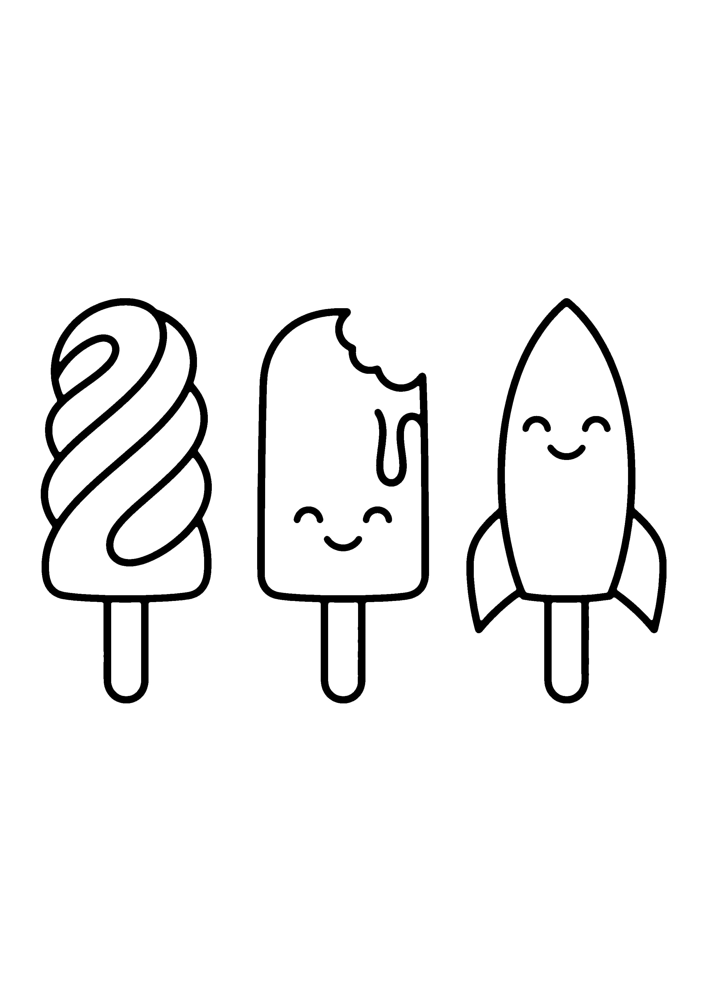 Printable hand-drawn Summer Popsicle Trio coloring page