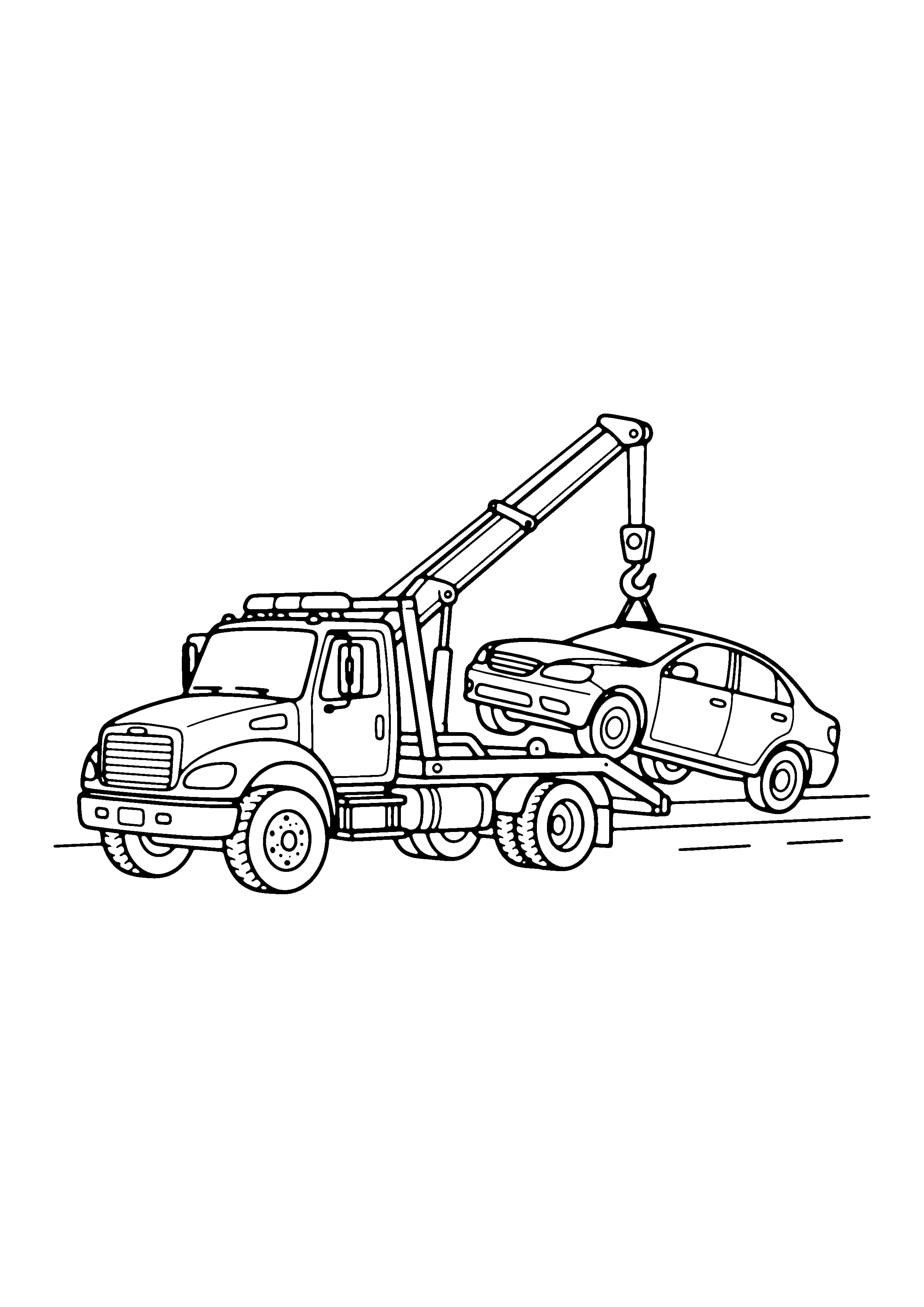 Printable hand-drawn Tow Truck coloring page