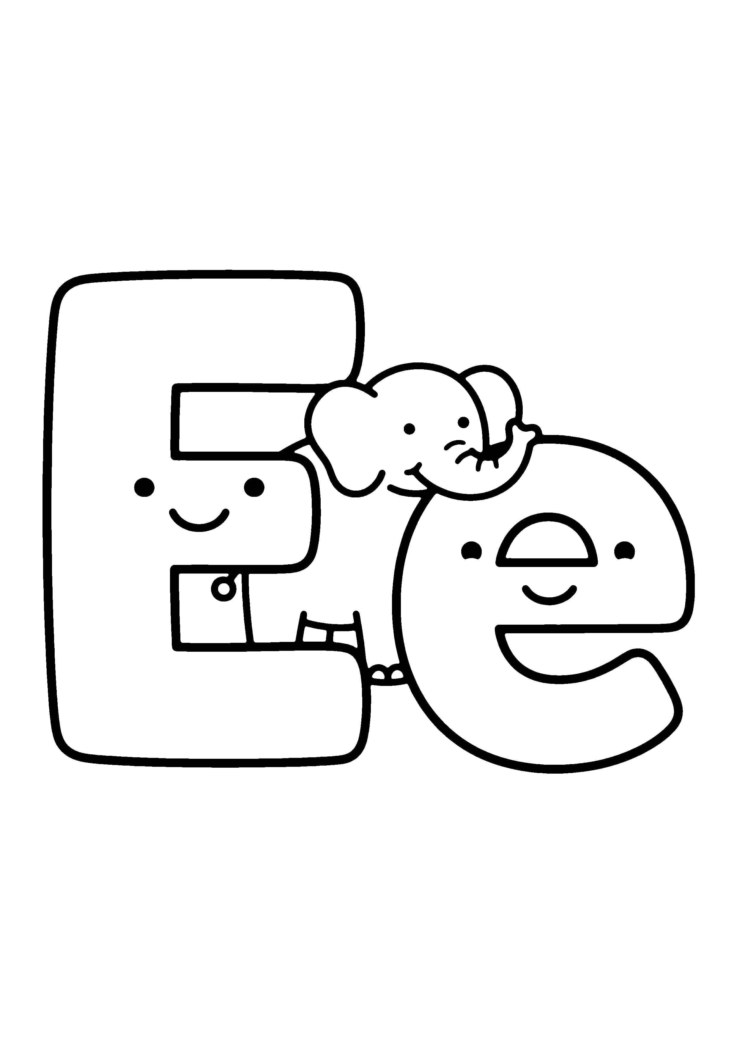 Printable hand-drawn Uppercase and Lowercase Ee coloring page