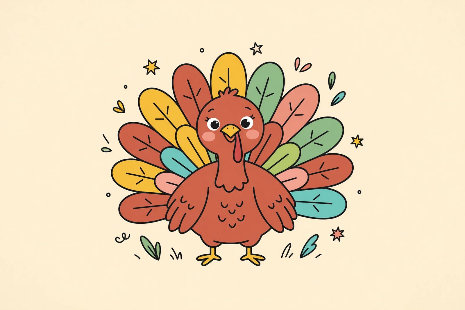 Illustration for How to Draw a Turkey (Easy Step-by-Step)